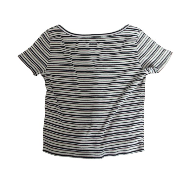 Hollister Striped Ribbed Button Front Cropped Top Women's Size S - Picture 2 of 3